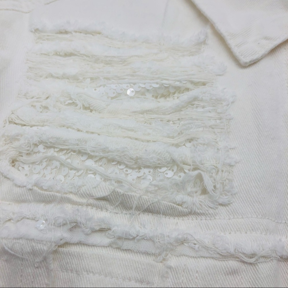 POL White Distressed 100% Cotton Love Jacket - Picture 5 of 5